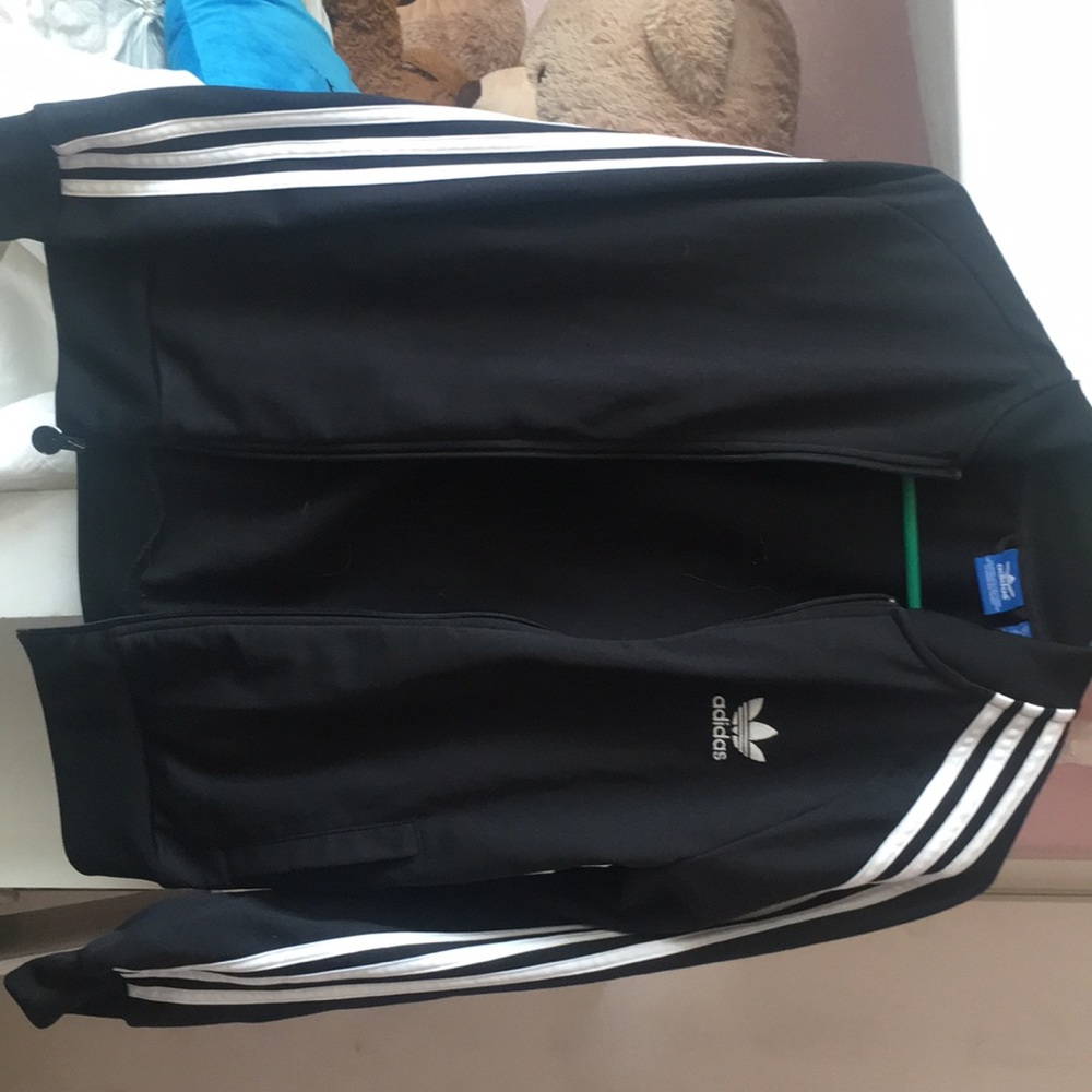 Adidas three strip black jacket